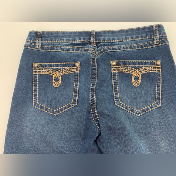 Cache Bellbottom Rhinestone Denim Jeans Size 12 - Picture 4 of 10